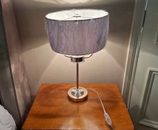 New Bedside Lampl / Table Lamp Twin Bulb Grey lamp Shade,  metal & glass construction