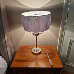 New Bedside Lampl / Table Lamp Twin Bulb Grey lamp Shade,  metal & glass construction