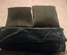 Dark Green Cushions and Blanket