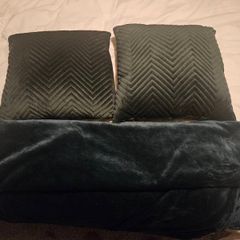 Dark Green Cushions and Blanket