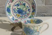 Beautiful Masons Patent Ironstone Single Teacup and Saucer Duo in the Regency Pattern, Circa 1940 to 1950