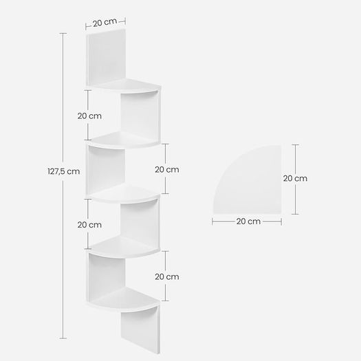 FREE P&P Corner Shelf, 5-tier Floating Wall Shelf With Zigzag Design, Bookshelf, White