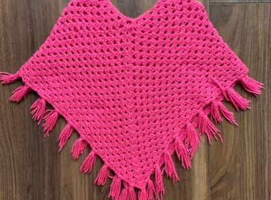 Girls Handmade Poncho: 4-5yrs / 5-6yrs
