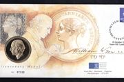 1995 Great Britain William Wyon Bicentenary Philatelic Numismatic Cover (PNC) Cover including Bicentenary Medal and Definitive Stamps