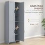Freestanding Kitchen Cupboard, 4-Door Storage Cabinet Organizer with Adjustable Shelves Grey Image 5