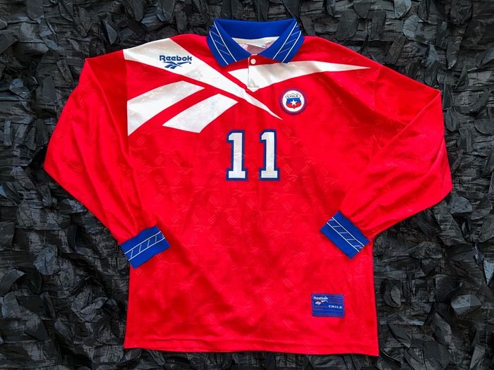 Chile Reebok Football long sleeve Jersey Shirt 1997 1998 1999 L Original Salas