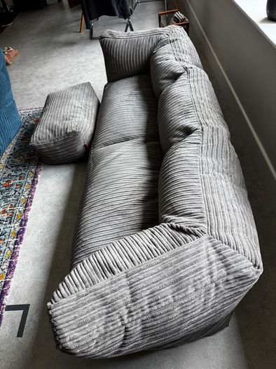 Loungepug Albert 3-Seater Bean Bag Sofa with matching large footstool