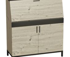 Industrial Secretary Desk with Shelves and Metal Frame 100 cm Natural Wood and Black