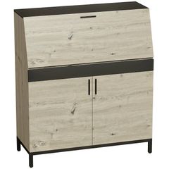 Industrial Secretary Desk with Shelves and Metal Frame 100 cm Natural Wood and Black