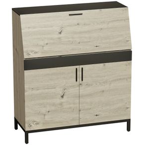 Industrial Secretary Desk with Shelves and Metal Frame 100 cm Natural Wood and Black