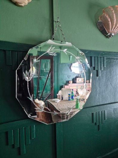 Art Deco original 1920s Mirror vintage French Art Deco etched mirror