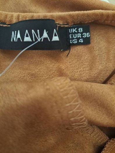 BNWT Naanaa Storm brown suede imitation mini dress size UK8 EU36 Postage included