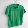 Pre Owned Bright Green Pointelle Short Sleeve Fine Knit Top Image 2