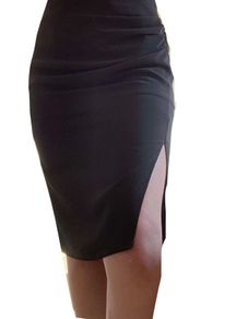 Mango black midi skirt with side split