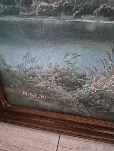 Large Vintage Framed Picture "Connemara Lake" by N. Gero