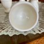 4 x Rare Vintage Arc Arcopal France Iridescent Milk Glass Egg Holder Cup White Art Deco Style Swirl Design Image 6
