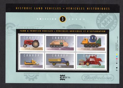 1996 Canada Historic Automobiles (5th series) Commemorative Stamps Miniature Sheetlet for Capex 96 Mint Never Hinged (MNH)