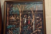 Vintage Haitian Art Painting on Fabric - Signed