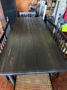 Anglo Indian Ceylonese Solid Ebony wood dining table & chairs