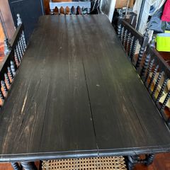 Anglo Indian Ceylonese Solid Ebony wood dining table & chairs
