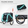Folding Dog Bike Trailer Pet Cart Carrier for Bicycle Travel in Steel Frame with Hitch Coupler - Light Blue & Grey Image 6