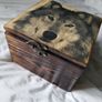 Wooden handmade jewelry box with wolf in retro style Image 2