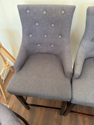Set of 4 charcoal grey fabric high dining chairs