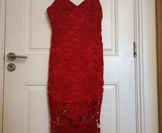 Boohoo red lace strappy midi dress size 8UK / 10UK