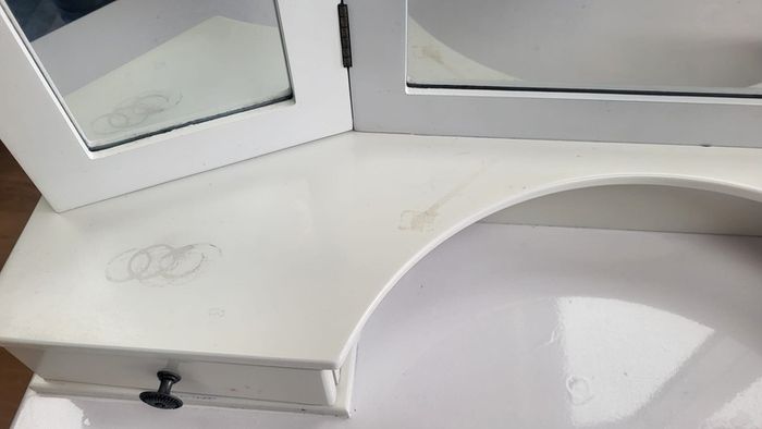 White dressing table with mirror and stool