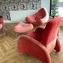 Living room / Sunroom couch and arm chairs red Image 8