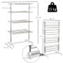 4-Layer Folding Cloth Rail, Adjustable Garment Rack with Wheels for Bedroom, Balcony, Silver Image 2
