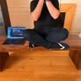 Large, sturdy solid wood coffee table or TV bench in a dark wood finish. Image 5