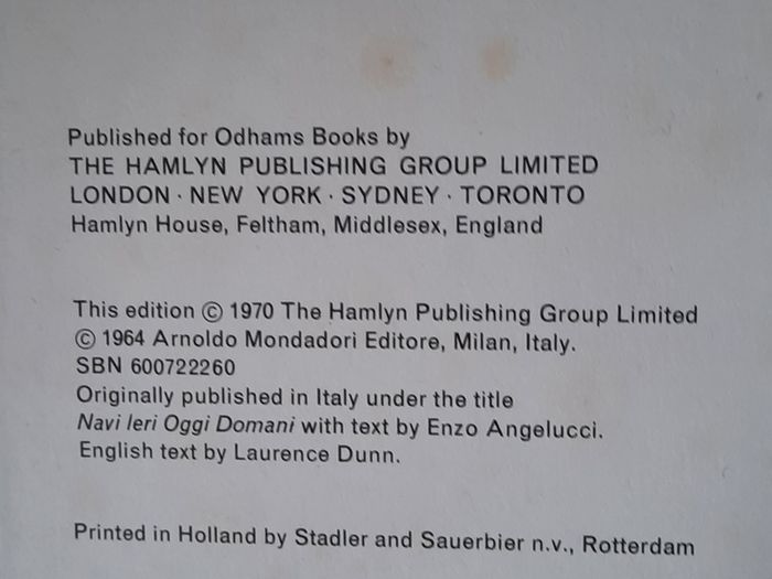 Vintage book by Enzo Angelucci 'Encyclopaedia of Ships'