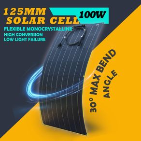 Solar Panel ETFE Flexible Monocrystalline Solar Cell 12V 100w Battery Charger System Kit Home Roof Camper Van