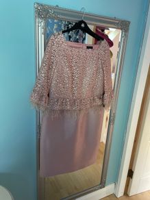 BNWT pink feather shimmer dress size 16