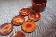 Vintage natural agate and wooden coaster set rrp 85e