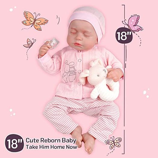 Reborn Dolls - 17 inch Soft Body Lifelike-Newborn Baby Dolls Sleeping Girl Dolls with Clothes and Toy Accessories Gift for Kids Age 3+