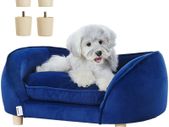 Pet Sofa, Dog Couch for Medium-Sized Dogs and Cats, Soft Velvety Dog Sofa Bed, 81 lbs Loading Cat Sofa, Dark Blue