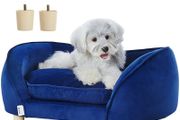 Pet Sofa, Dog Couch for Medium-Sized Dogs and Cats, Soft Velvety Dog Sofa Bed, 81 lbs Loading Cat Sofa, Dark Blue