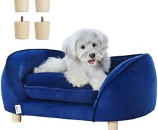 Pet Sofa, Dog Couch for Medium-Sized Dogs and Cats, Soft Velvety Dog Sofa Bed, 81 lbs Loading Cat Sofa, Dark Blue