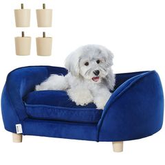 Pet Sofa, Dog Couch for Medium-Sized Dogs and Cats, Soft Velvety Dog Sofa Bed, 81 lbs Loading Cat Sofa, Dark Blue