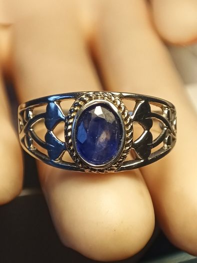 Sterling Silver Natural Sapphire Band Ring