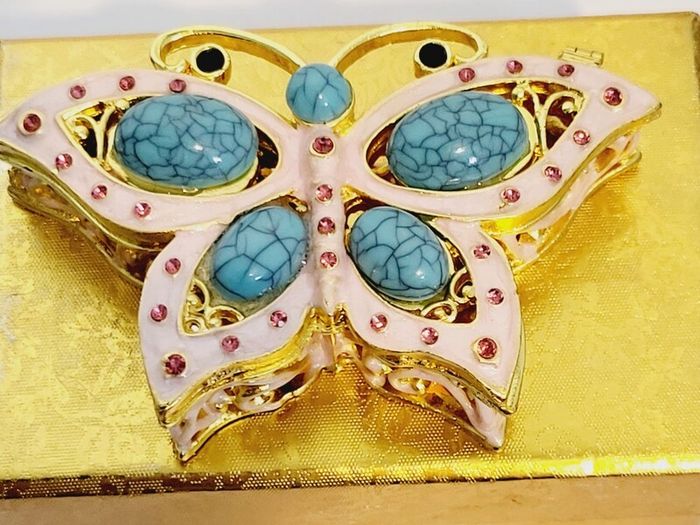 Butterfly Handmade Crystal Studded Trinket Box - Multi