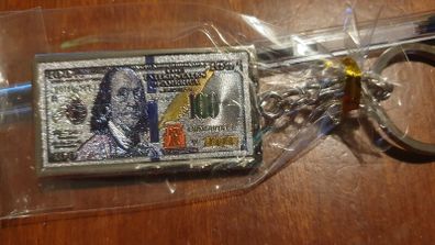 100 Dollar Bill Metal Key Ring