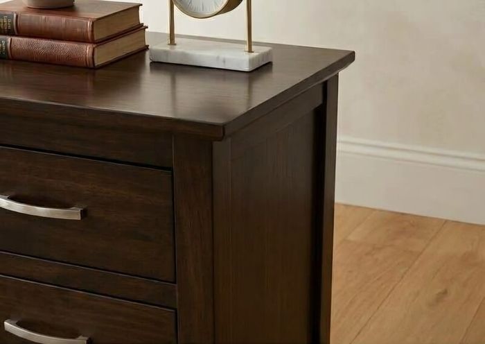 Pair of Solid Dark Wood 3-Drawer Bedside Lockers / Nightstands