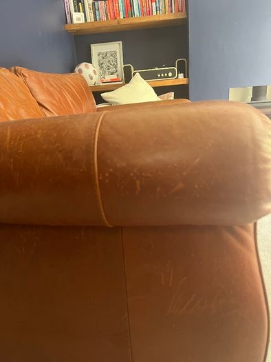 Brown leather couch