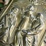 Vintage Heavy Cast Iron Religious Image 7" X 5,5" Image 3