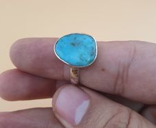 Natural Arizona Turquoise Sterling Silver Ring Handcrafted Boho Small Finger Gemstone Jewelry
