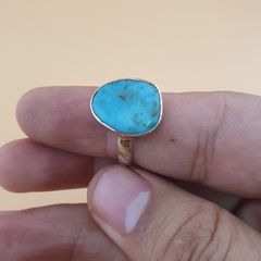 Natural Arizona Turquoise Sterling Silver Ring Handcrafted Boho Small Finger Gemstone Jewelry