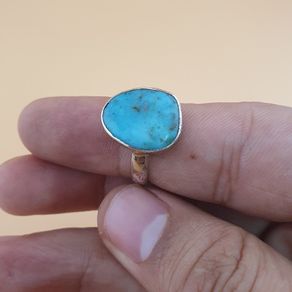 Natural Arizona Turquoise Sterling Silver Ring Handcrafted Boho Small Finger Gemstone Jewelry